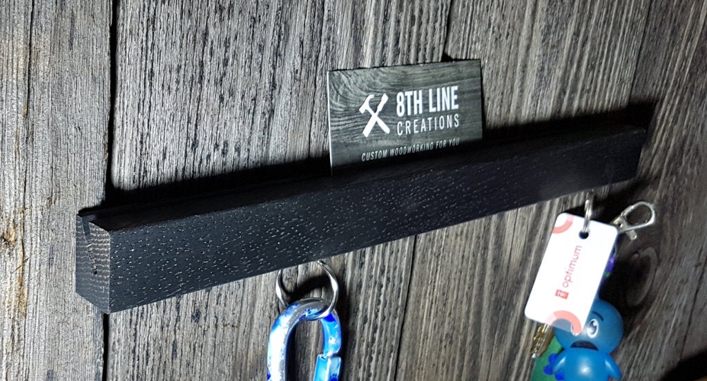 Handcrafted Wall Mounted Magnetic Key Holder - Black - 12" Magnetic Key Racks 8th Line Creations