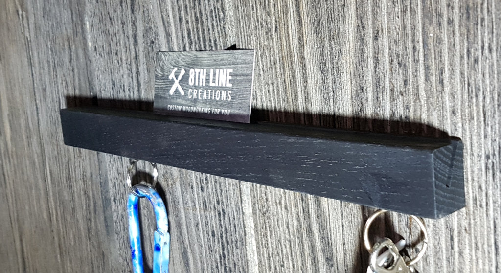 Handcrafted Wall Mounted Magnetic Key Holder - Black - 12" Magnetic Key Racks 8th Line Creations