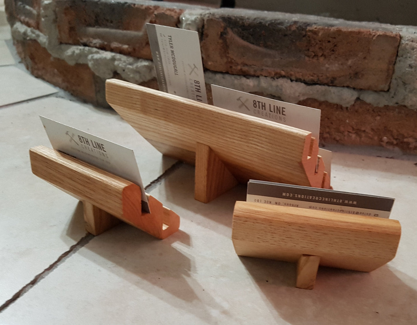 Handcrafted Wooden Business Card Holders - Set of 3 - Black Business Card Stands 8th Line Creations