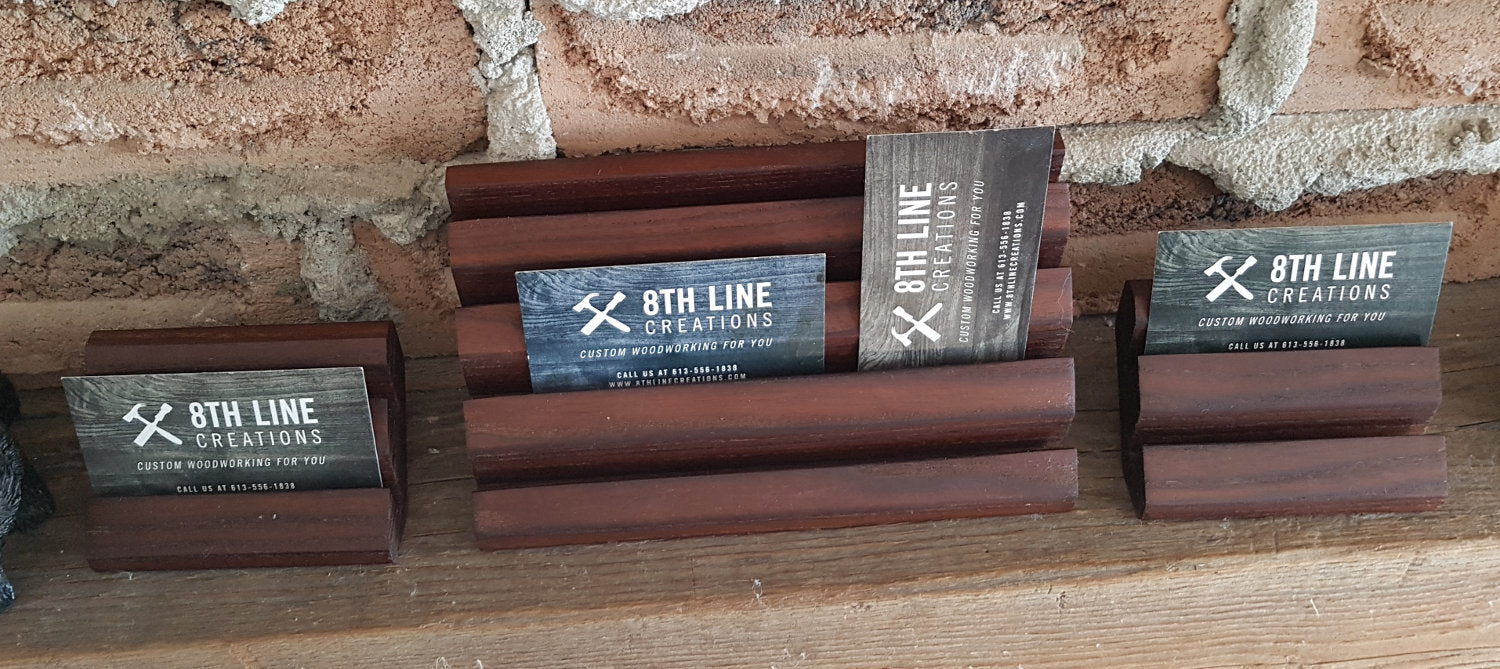 Handcrafted Wooden Business Card Stands - Set of 3 - Smoked Ash Business Card Holders 8th Line Creations