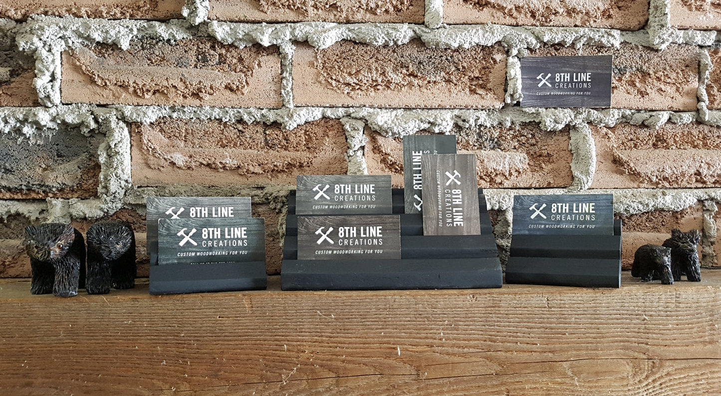 Handcrafted Wooden Business Card Stands - Set of 3 - Smoked Ash Business Card Holders 8th Line Creations
