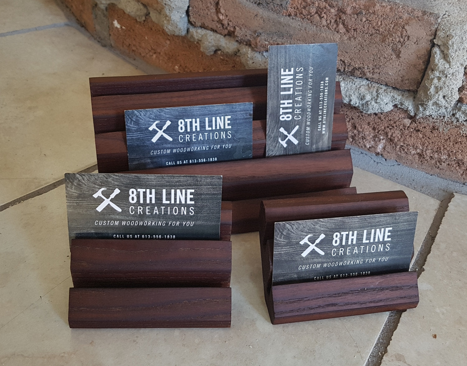 Handcrafted Wooden Business Card Stands - Set of 3 - Smoked Ash Business Card Holders 8th Line Creations