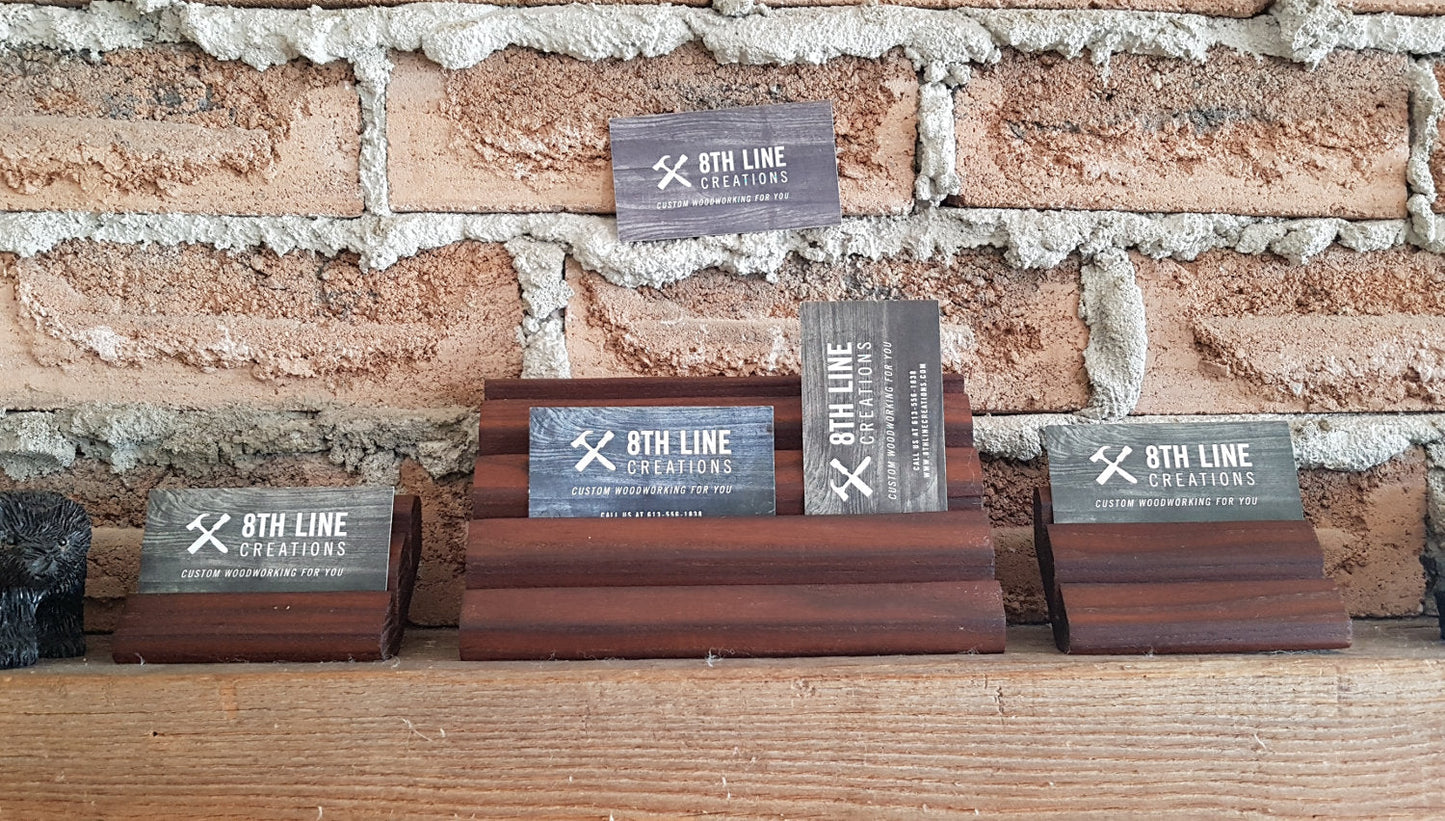 Handcrafted Wooden Business Card Stands - Set of 3 - Smoked Ash Business Card Holders 8th Line Creations