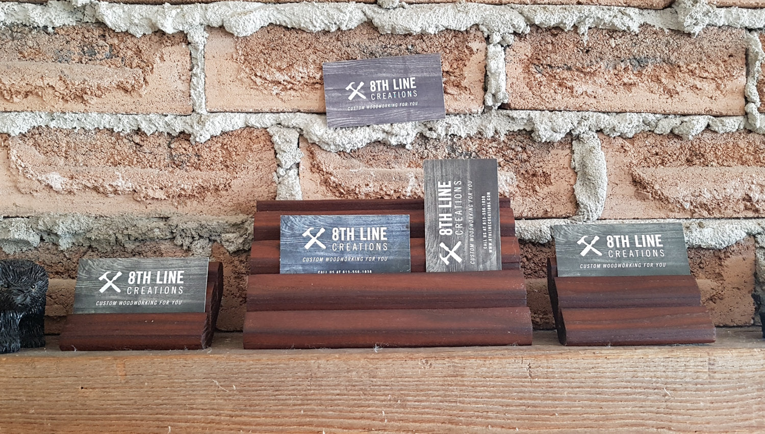 Handcrafted Wooden Business Card Stands - Set of 3 - Smoked Ash Business Card Holders 8th Line Creations