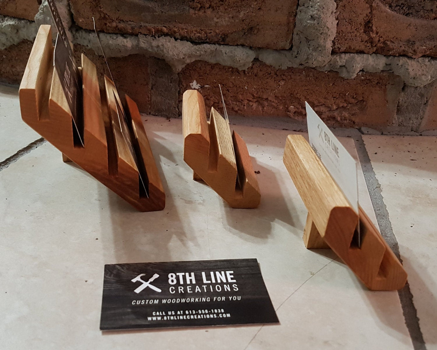 Handcrafted Wooden Business Card Stands - Set of 3 - Smoked Ash Business Card Holders 8th Line Creations