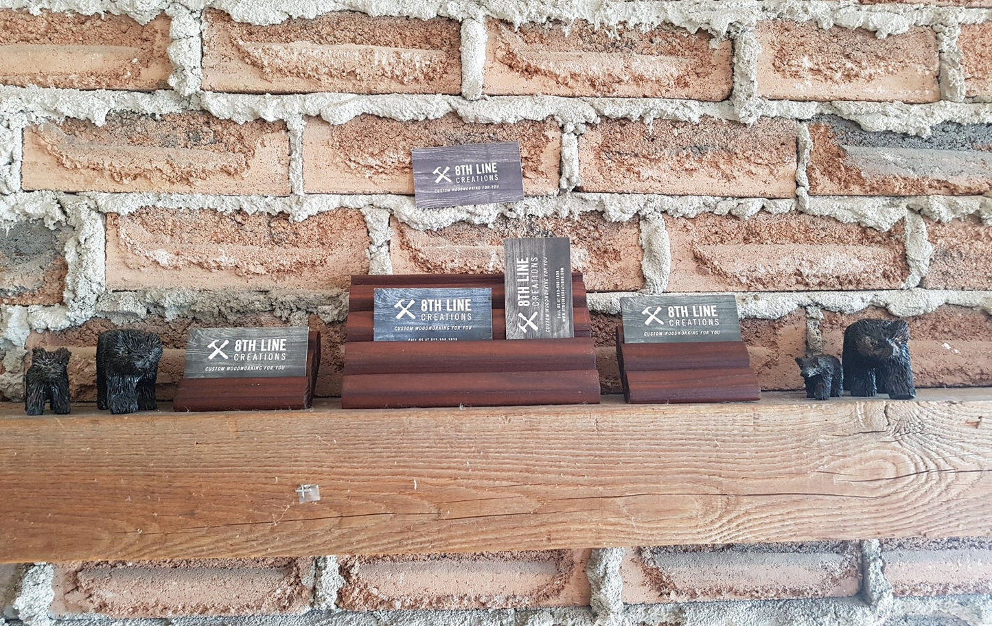 Handcrafted Wooden Business Card Stands - Set of 3 - Smoked Ash Business Card Holders 8th Line Creations