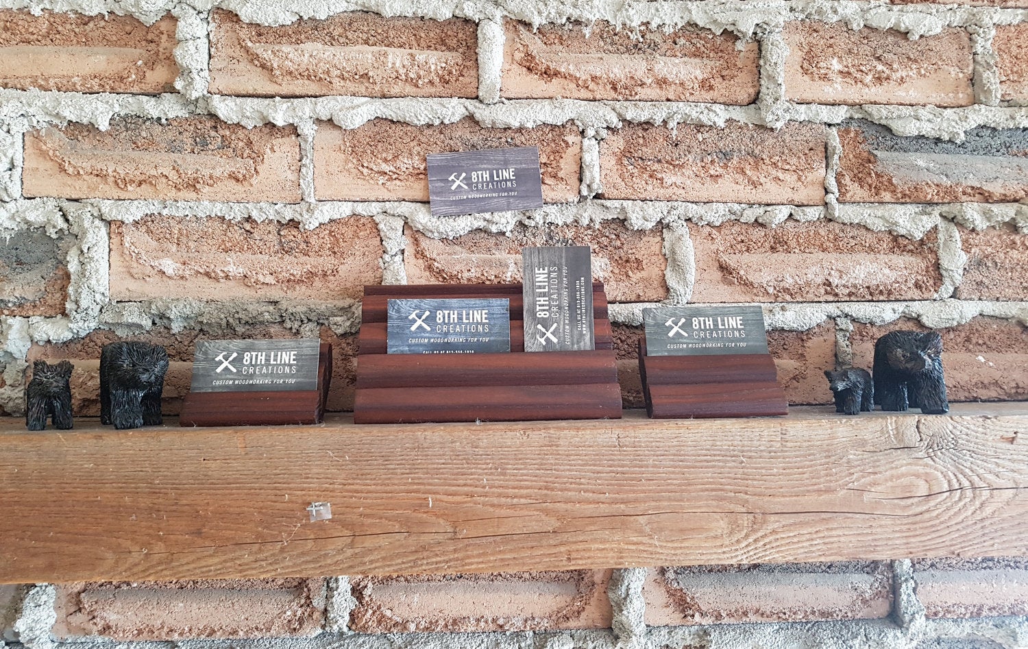 Handcrafted Wooden Business Card Stands - Set of 3 - Smoked Ash Business Card Holders 8th Line Creations
