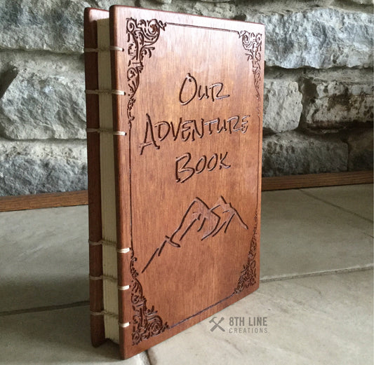 Personalized journal , coptic stitched , diaries , wooden book , unique books , personal diary Custom Carved Diaries, Guest Books, Journals and Notebooks 8th Line Creations