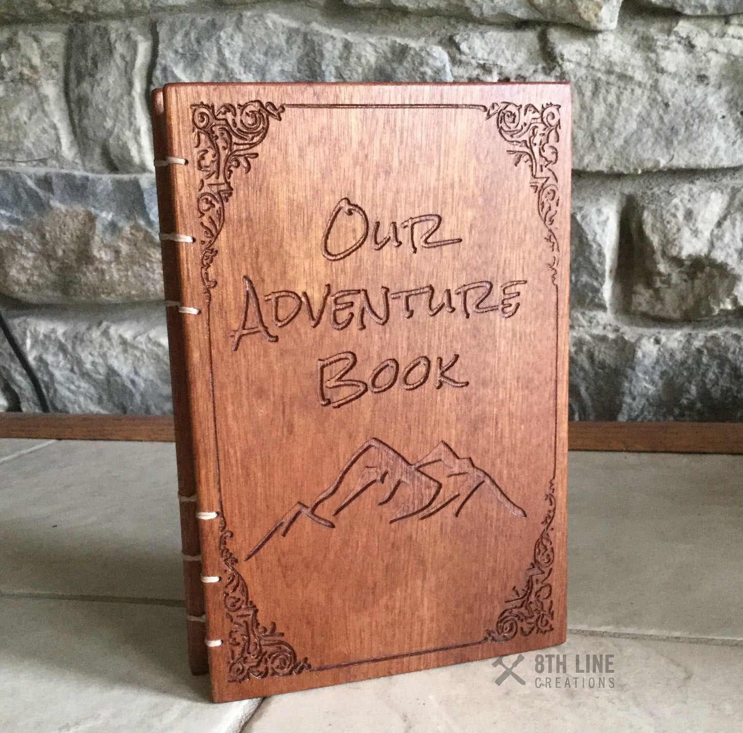 Personalized journal , coptic stitched , diaries , wooden book , unique books , personal diary Custom Carved Diaries, Guest Books, Journals and Notebooks 8th Line Creations