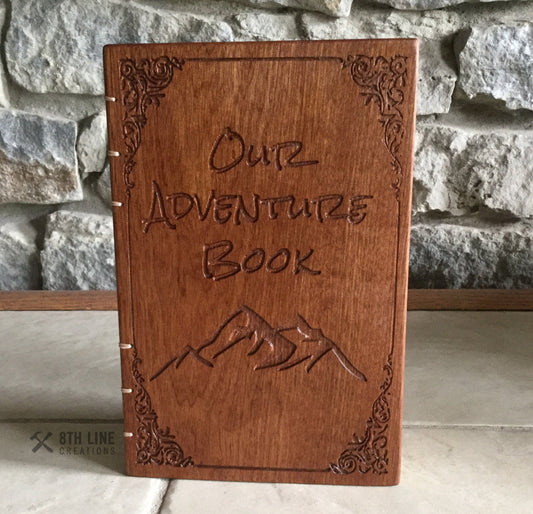 Personalized journal , coptic stitched , diaries , wooden book , unique books , personal diary Custom Carved Diaries, Guest Books, Journals and Notebooks 8th Line Creations