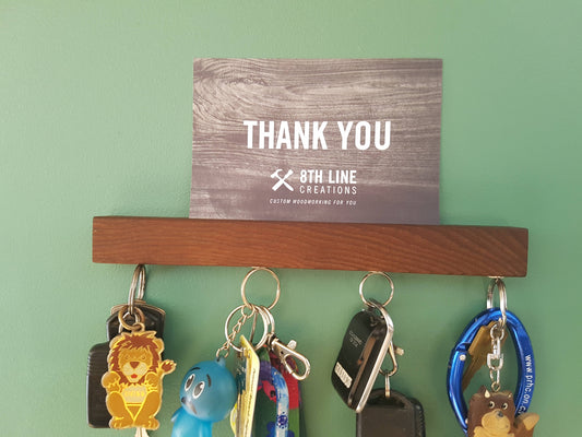 Magnetic Key Holder - Smoked Ash - 9" Magnetic Key Racks 8th Line Creations