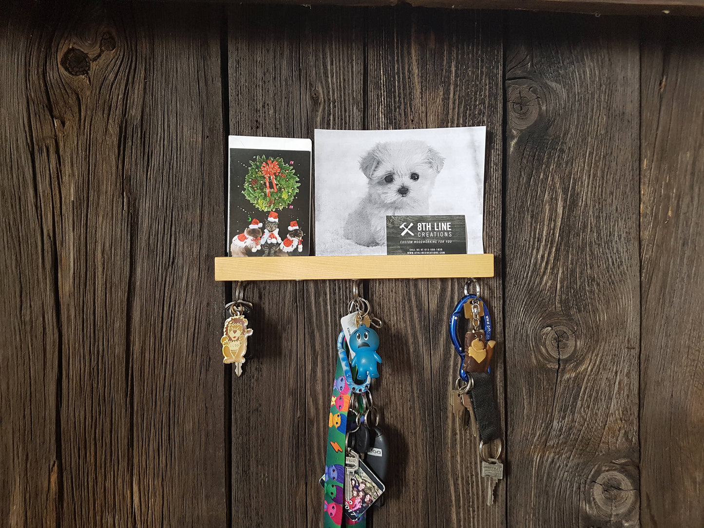 Magnetic Wall Mounted Key Holder - 12" - Maple Magnetic Key Racks 8th Line Creations