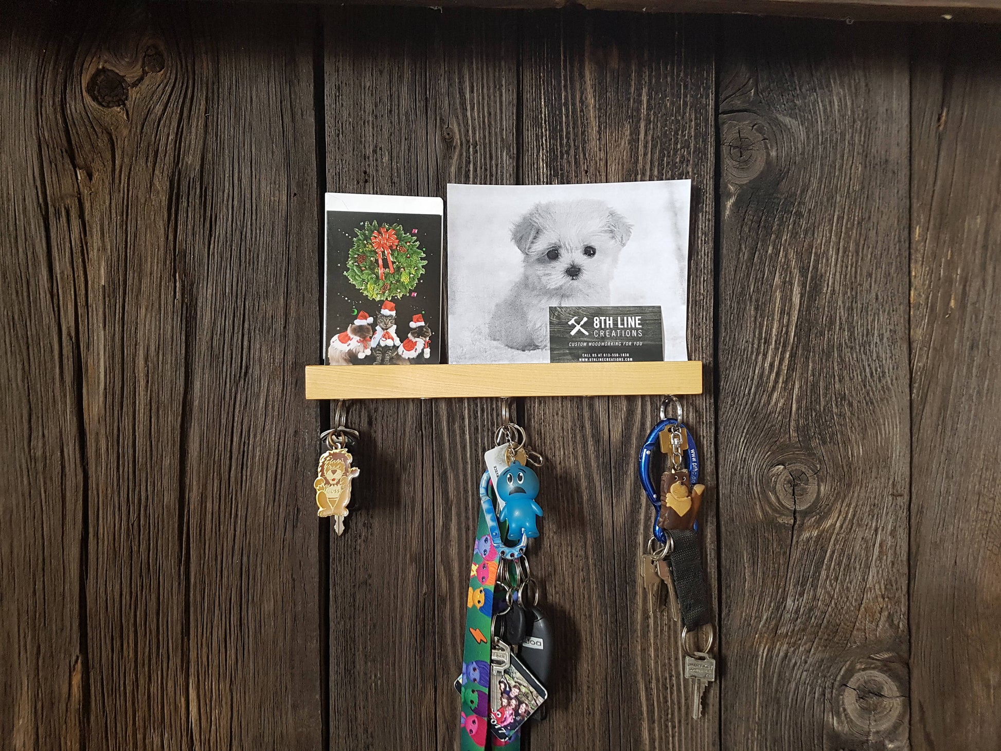 Magnetic Wall Mounted Key Holder - 12" - Maple Magnetic Key Racks 8th Line Creations