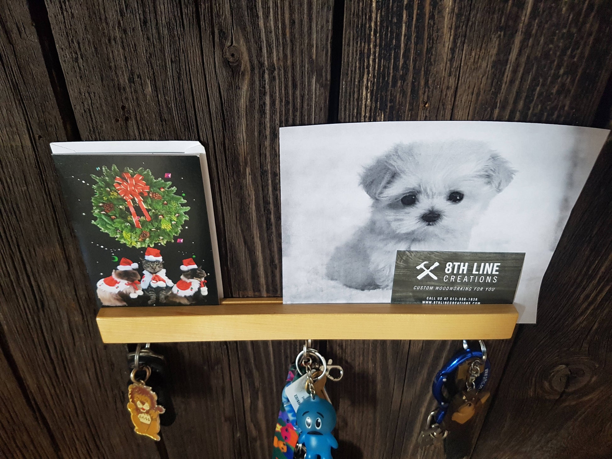 Magnetic Wall Mounted Key Holder - 12" - Maple Magnetic Key Racks 8th Line Creations