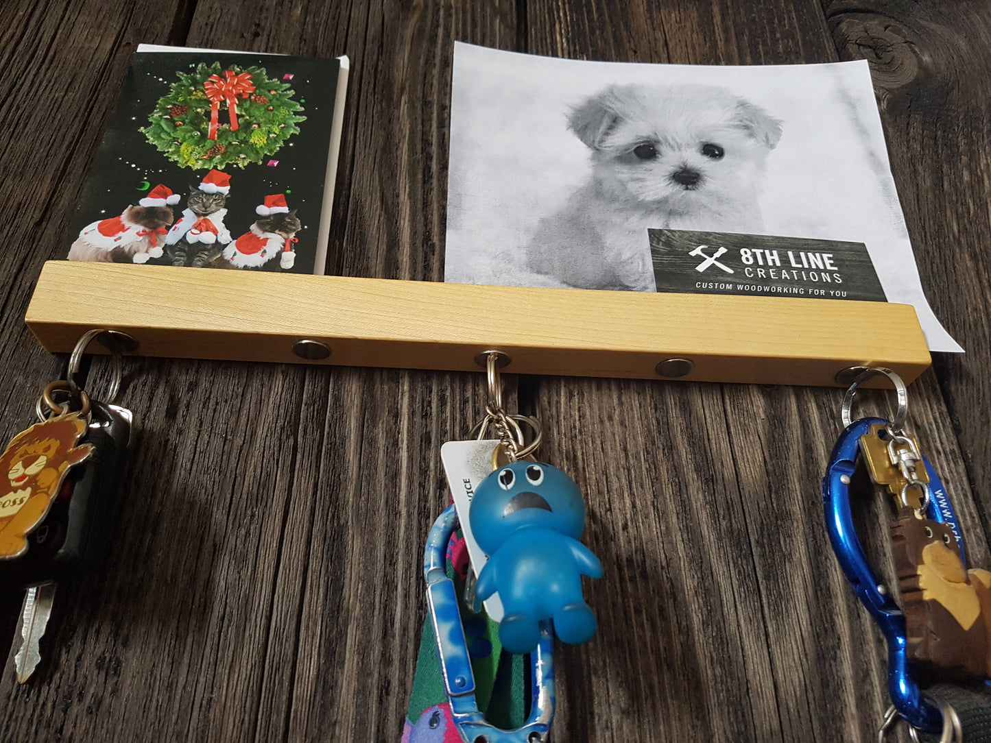 Magnetic Wall Mounted Key Holder - 12" - Maple Magnetic Key Racks 8th Line Creations
