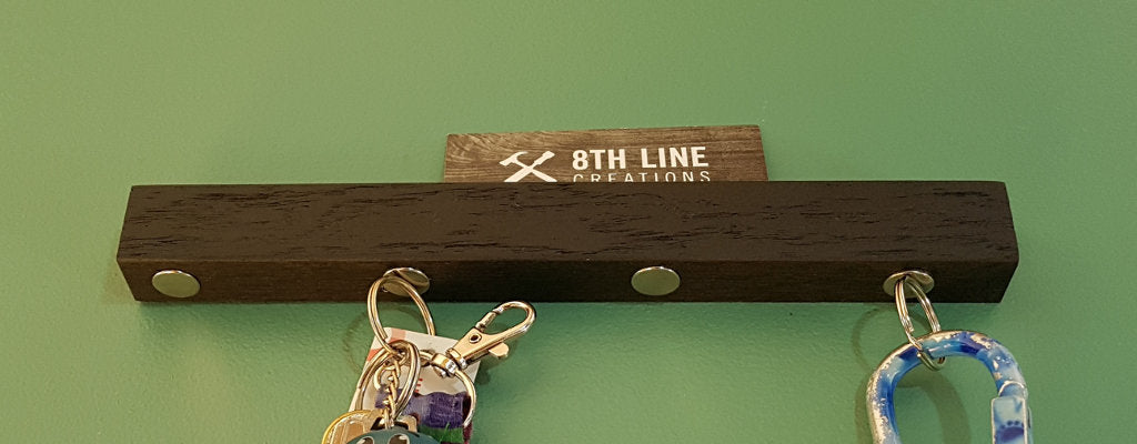 Magnetic Wall Mounted Key Holder - Black - 9" Magnetic Key Racks 8th Line Creations