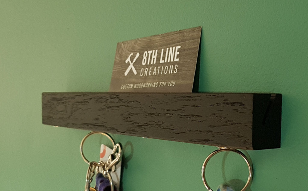 Magnetic Wall Mounted Key Holder - Black - 9" Magnetic Key Racks 8th Line Creations