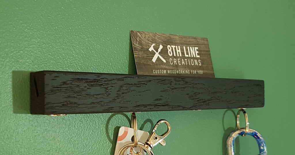 Magnetic Wall Mounted Key Holder - Black - 9" Magnetic Key Racks 8th Line Creations