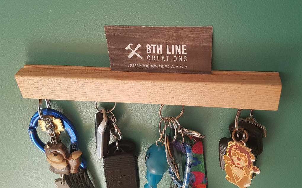 Magnetic Wall Mounted Key Holder - Maple - 9" Magnetic Key Racks 8th Line Creations