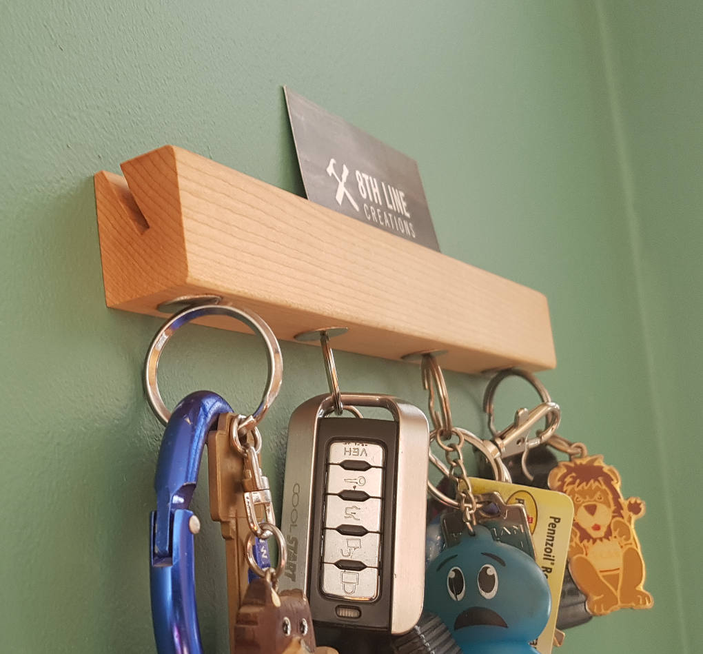 Magnetic Wall Mounted Key Holder - Maple - 9" Magnetic Key Racks 8th Line Creations