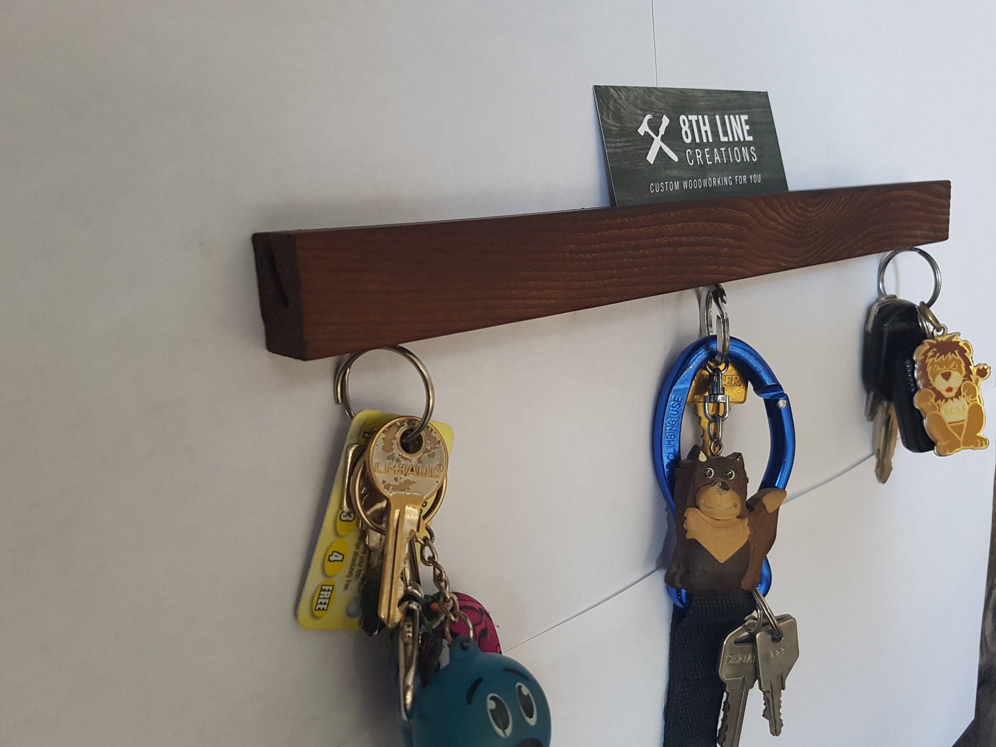 Magnetic Wall Mounted Key Holder - Smoked Ash - 12" Magnetic Key Racks 8th Line Creations