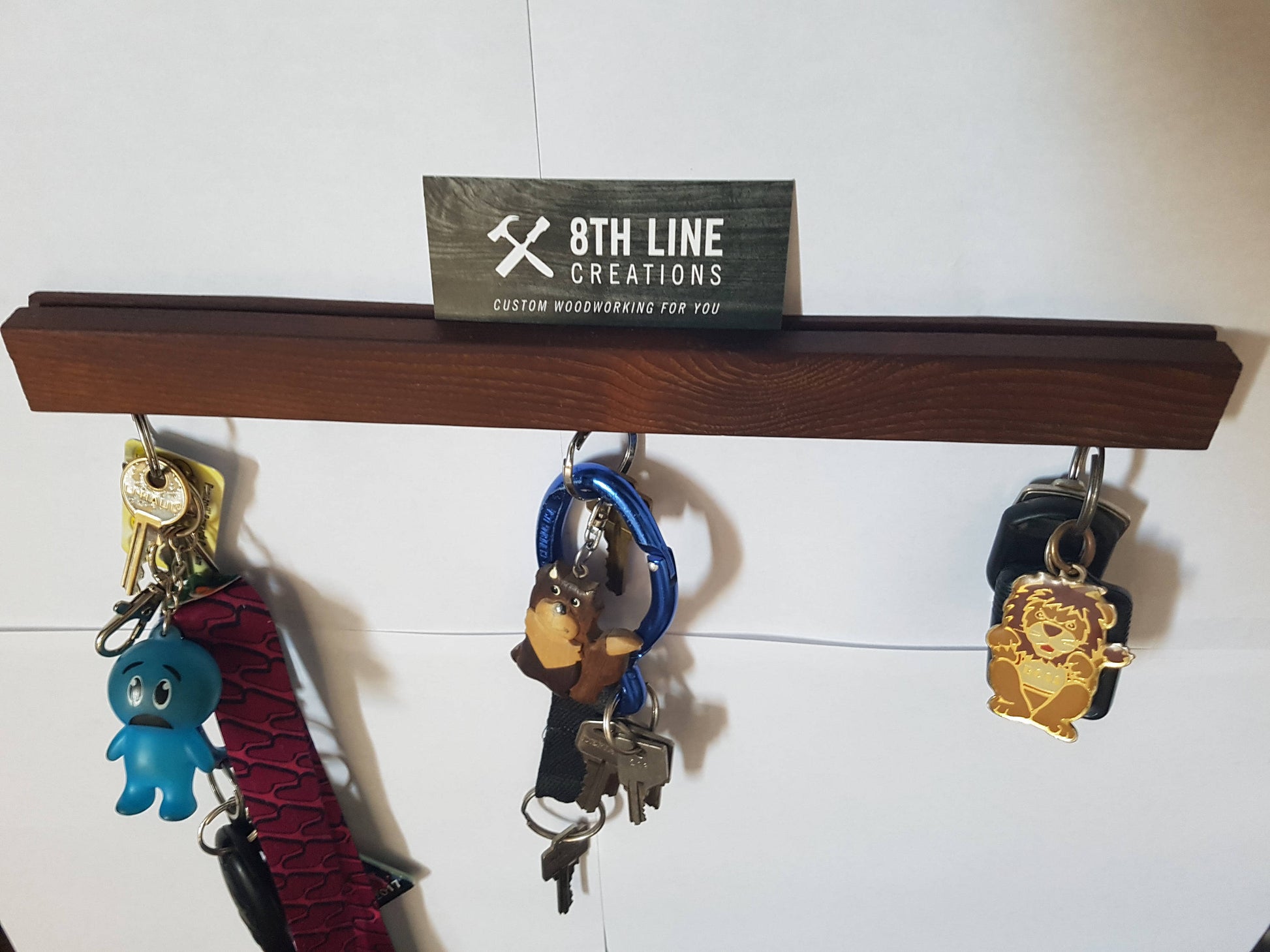 Magnetic Wall Mounted Key Holder - Smoked Ash - 12" Magnetic Key Racks 8th Line Creations