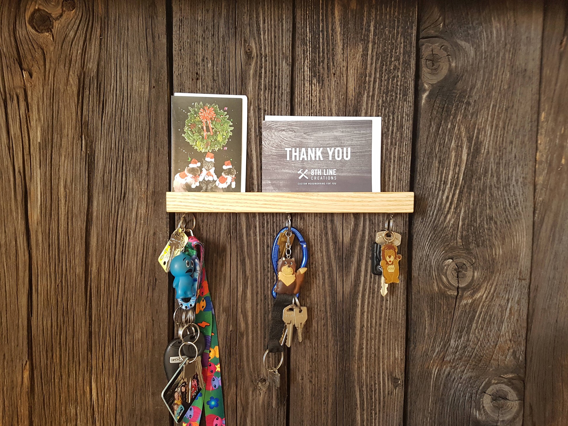 Magnetic Wall Mounted Key Holder - Smoked Ash - 12" Magnetic Key Racks 8th Line Creations