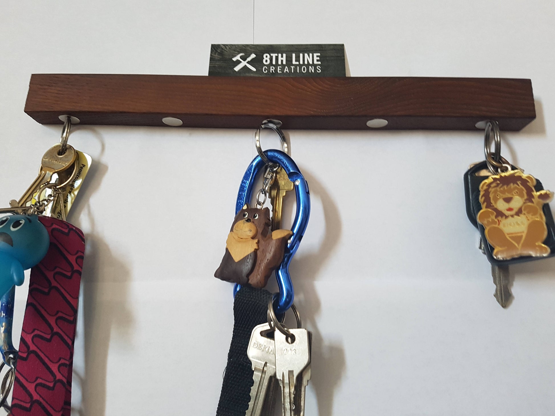 Magnetic Wall Mounted Key Holder - Smoked Ash - 12" Magnetic Key Racks 8th Line Creations