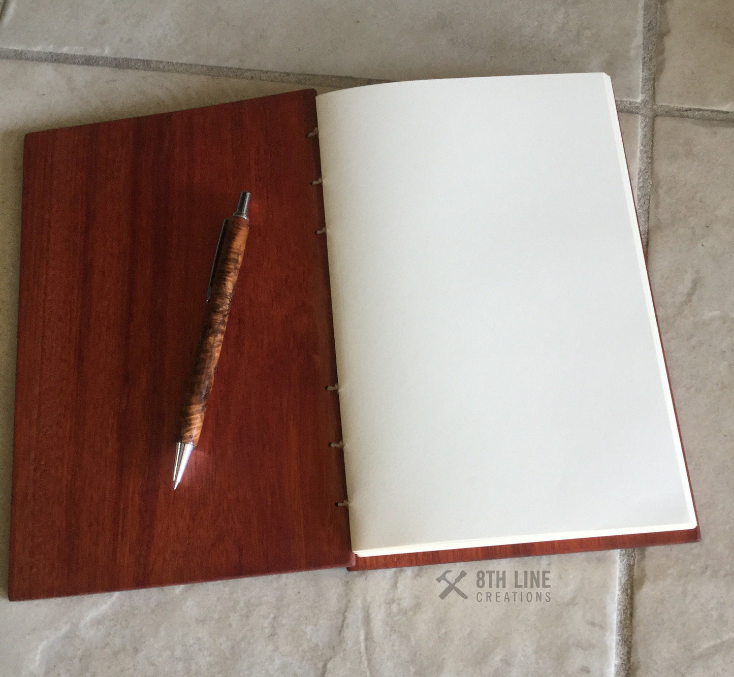 Notebook / diary Journal - Quill Pen Graphic - Padauk Custom Carved Diaries, Guest Books, Journals and Notebooks 8th Line Creations