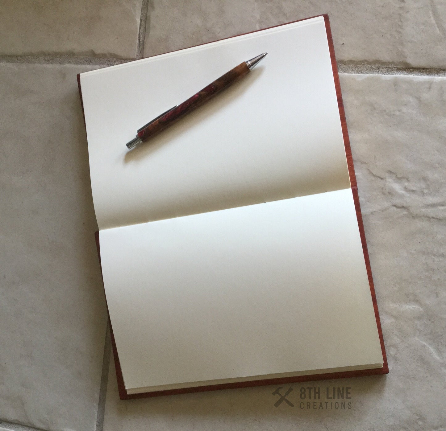 Notebook / diary Journal - Quill Pen Graphic - Padauk Custom Carved Diaries, Guest Books, Journals and Notebooks 8th Line Creations