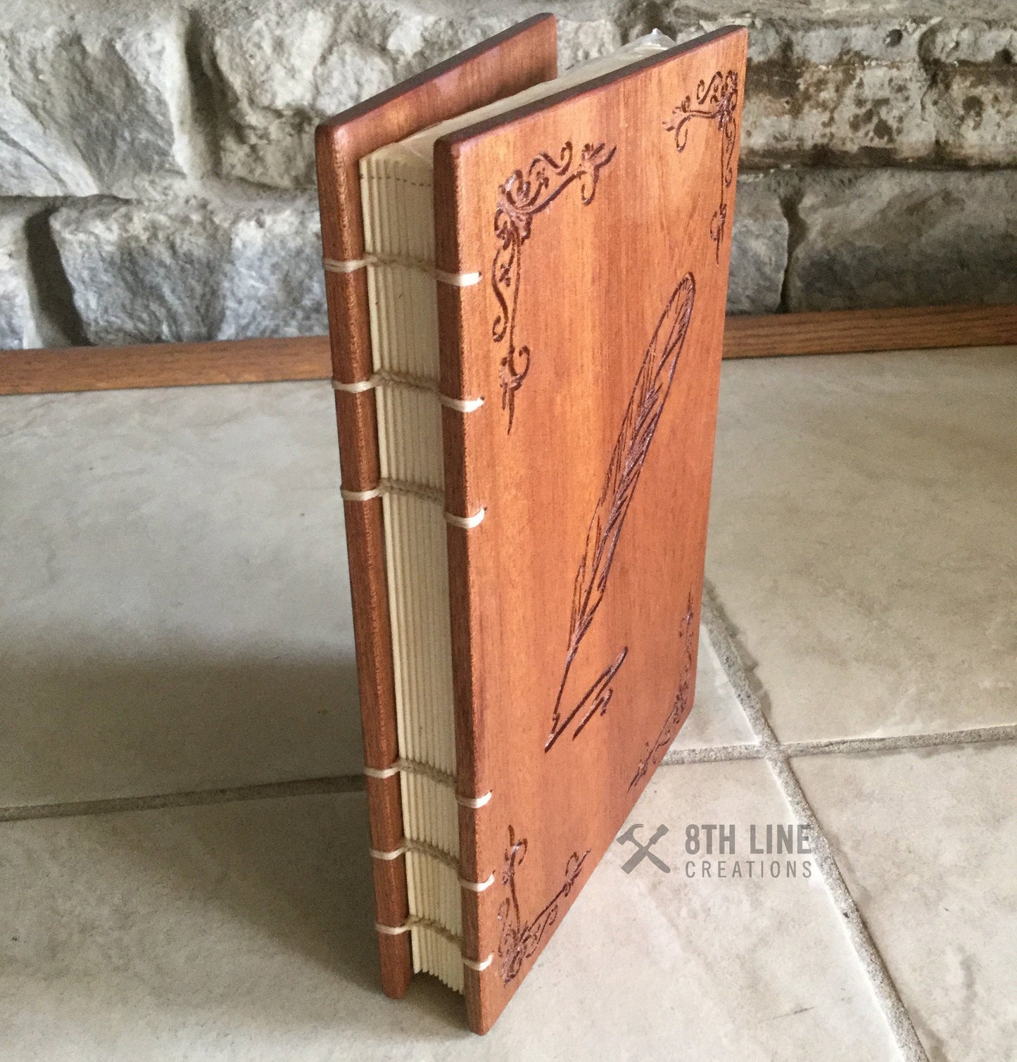 Personalised Diary / Journal - Sapele (Mahogany) Custom Carved Diaries, Guest Books, Journals and Notebooks 8th Line Creations