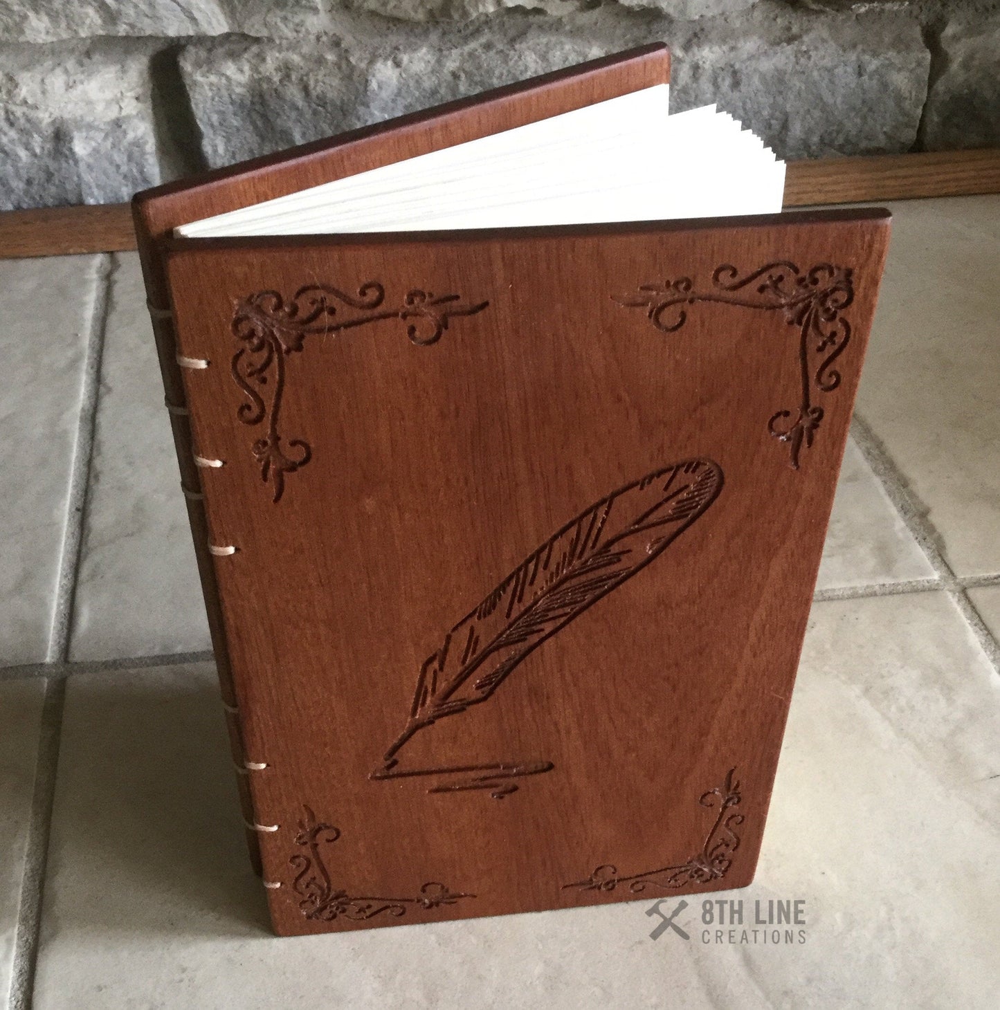 Personalised Diary / Journal - Sapele (Mahogany) Custom Carved Diaries, Guest Books, Journals and Notebooks 8th Line Creations