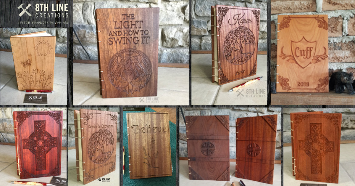 Personalized Diary - Our Adventures - coptic stitched - padauk Custom Carved Diaries, Guest Books, Journals and Notebooks 8th Line Creations 