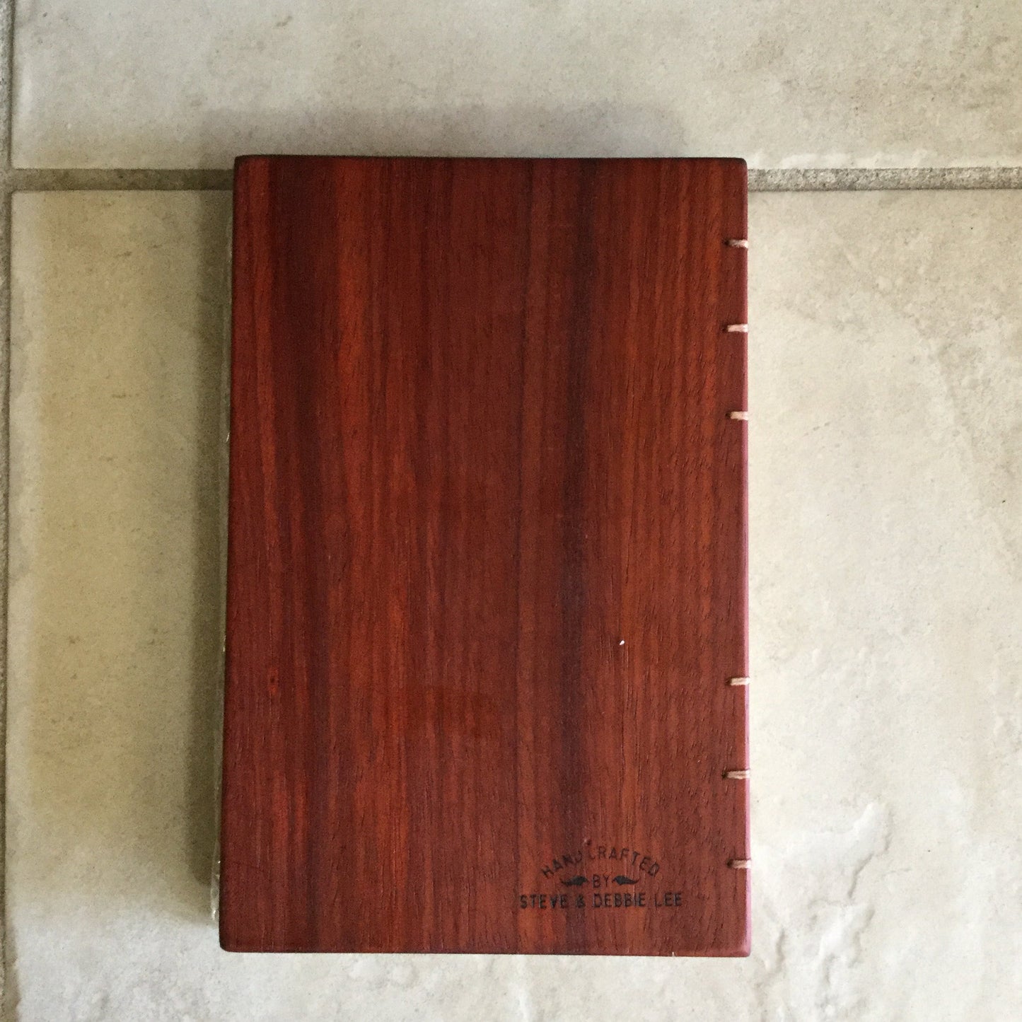 Personalized Diary - Our Adventures - coptic stitched - padauk Custom Carved Diaries, Guest Books, Journals and Notebooks 8th Line Creations