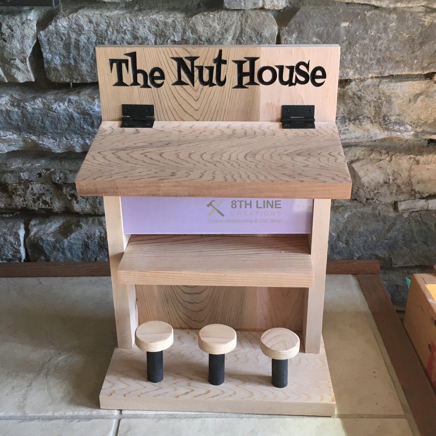 Personalized Chipmunk Feeder, squirrel feeder, Nut Bar, bird feeder, unique Father's day gift 'Nut Bar' Chipmunk feeder 8th Line Creations 