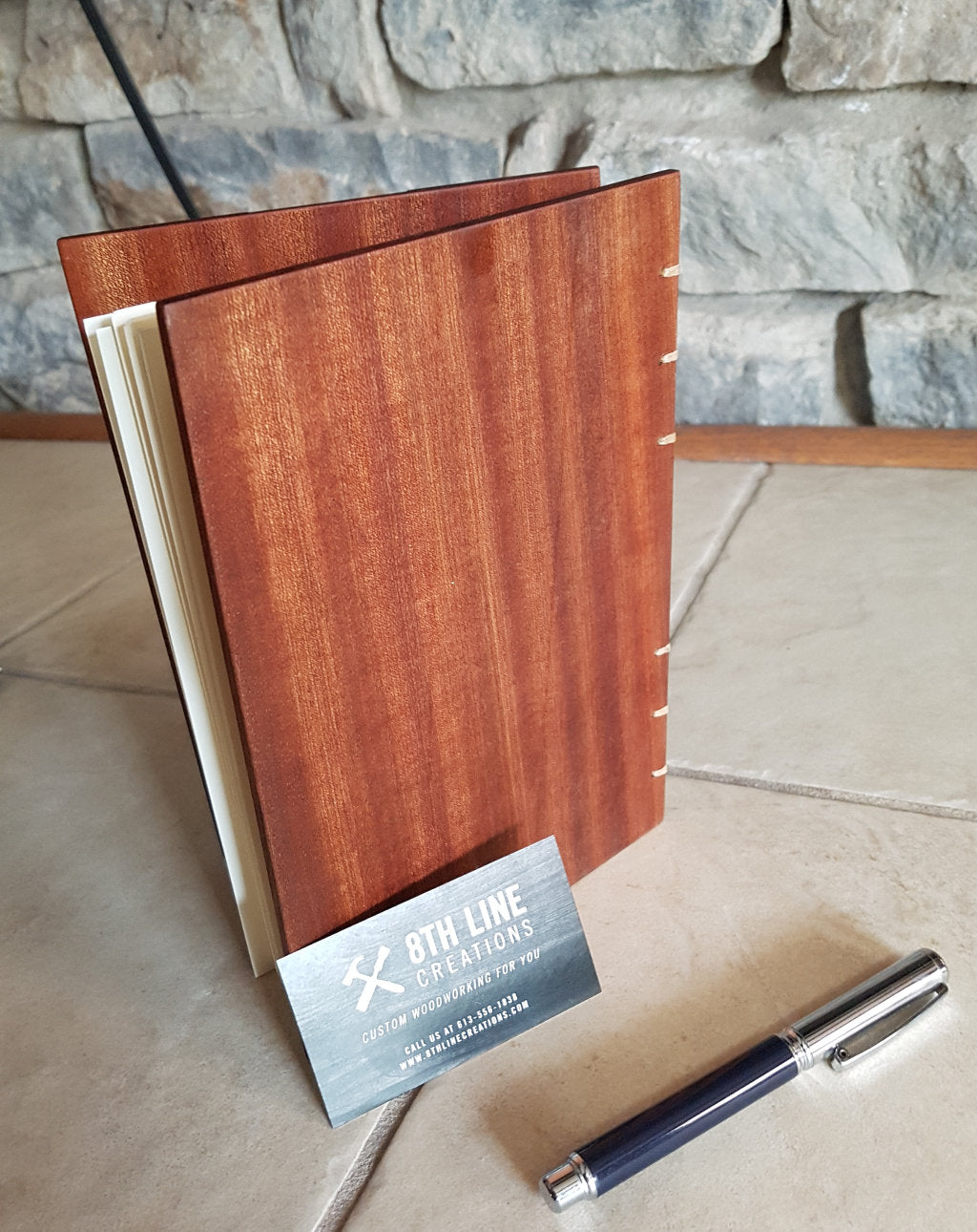 Personalized Coptic Stitched Journal - Mahogany Custom Carved Diaries, Guest Books, Journals and Notebooks 8th Line Creations