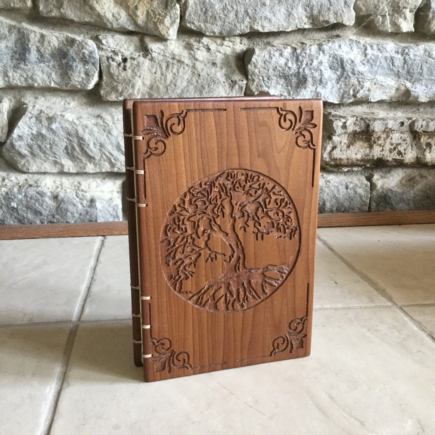 Personalized journal, Tree of life, diaries, Father's day gift, wooden book, Personal Diary, smoked poplar, Coptic stitched Custom Carved Diaries, Guest Books, Journals and Notebooks 8th Line Creations