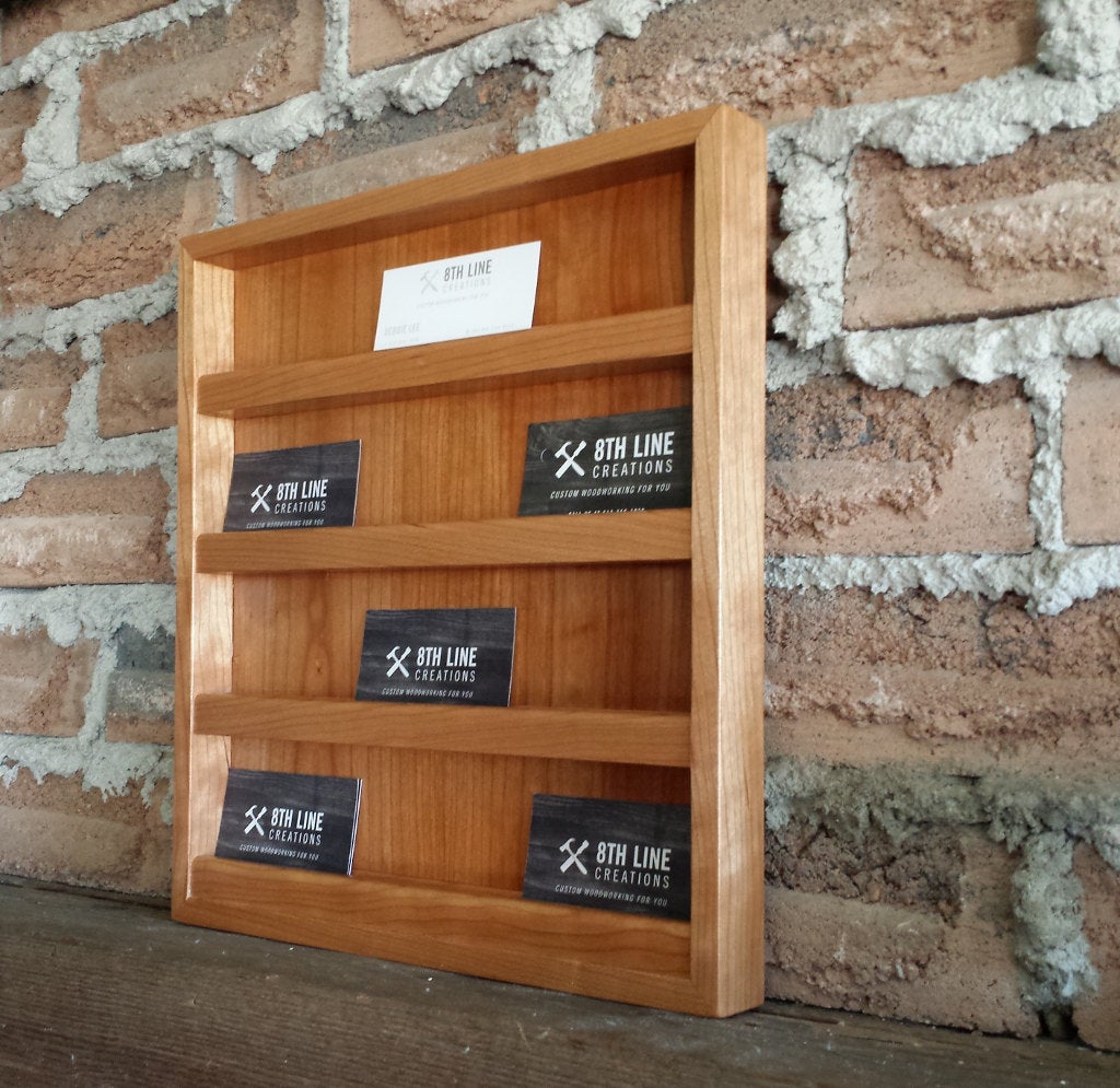 wall mount card display case Handcrafted Solid Hardwood Wall-Mounted Business Card Display