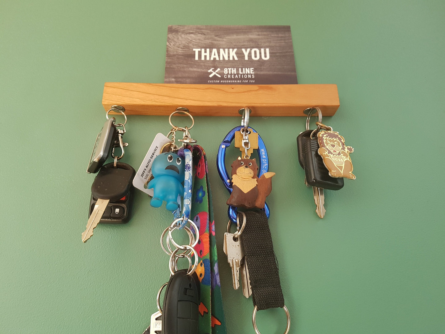 Wall Mounted Key Rack -Cherry Wood - 9" Magnetic Key Racks 8th Line Creations