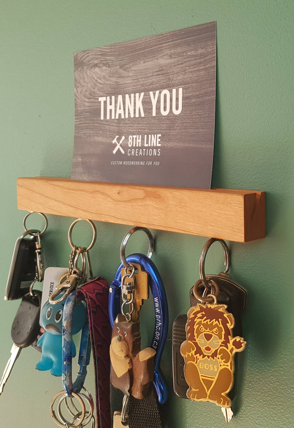 Wall Mounted Key Rack -Cherry Wood - 9" Magnetic Key Racks 8th Line Creations