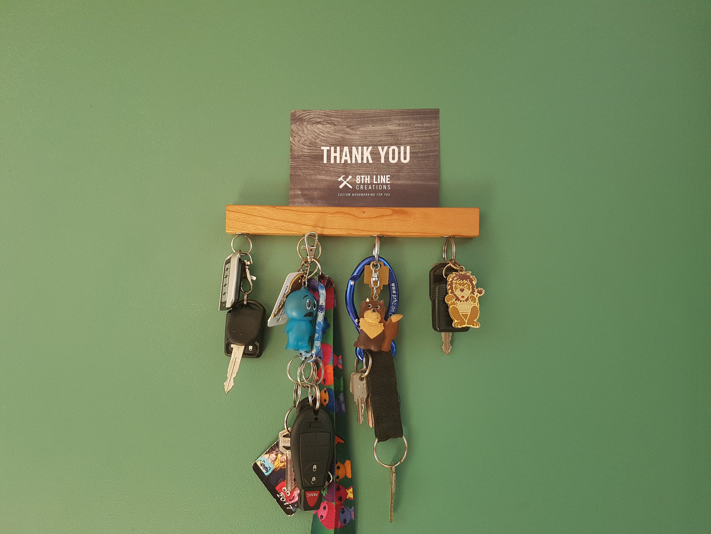 Wall Mounted Key Rack -Cherry Wood - 9" Magnetic Key Racks 8th Line Creations