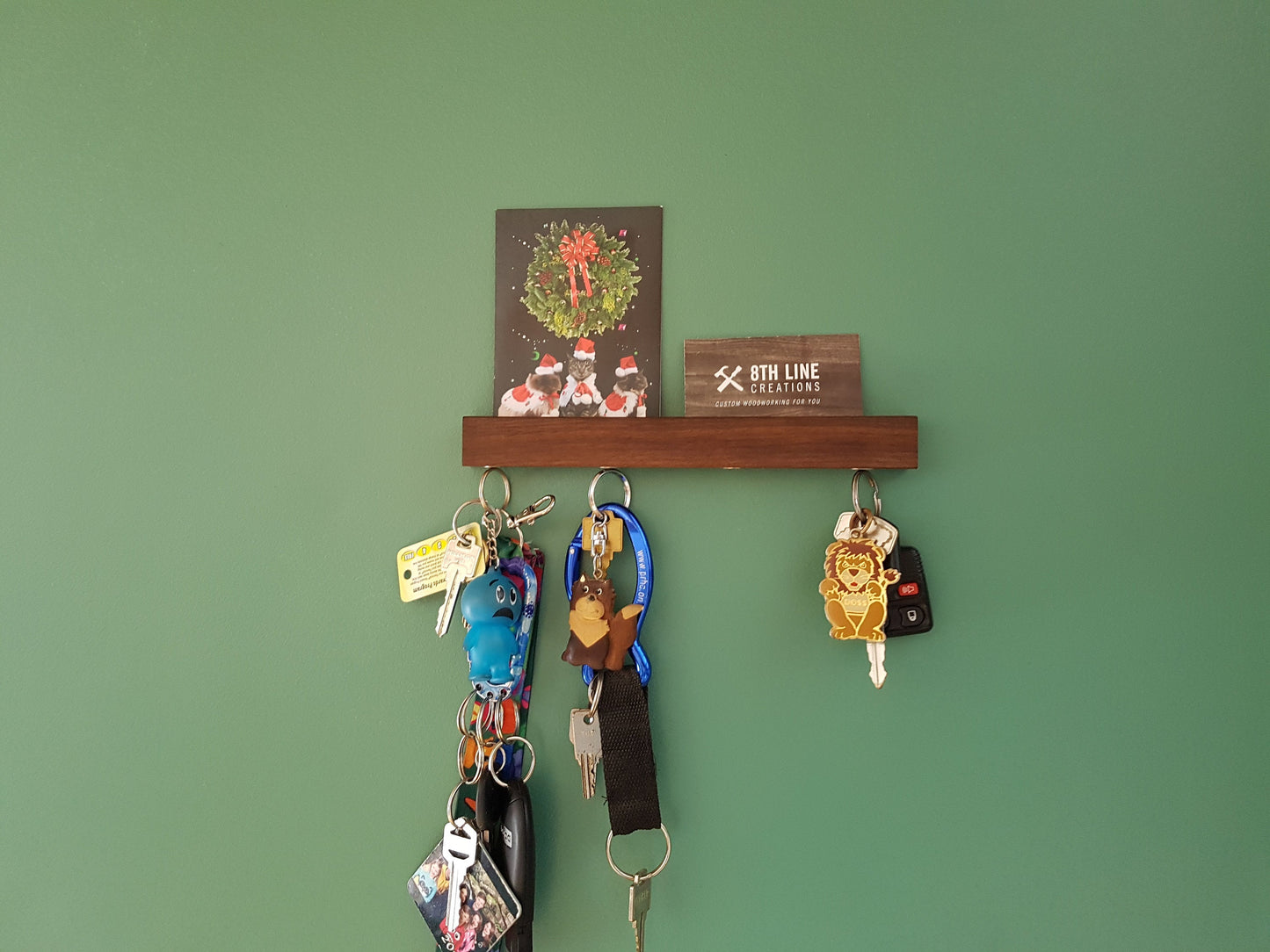 Wall Mounted Key Rack -Cherry Wood - 9" Magnetic Key Racks 8th Line Creations