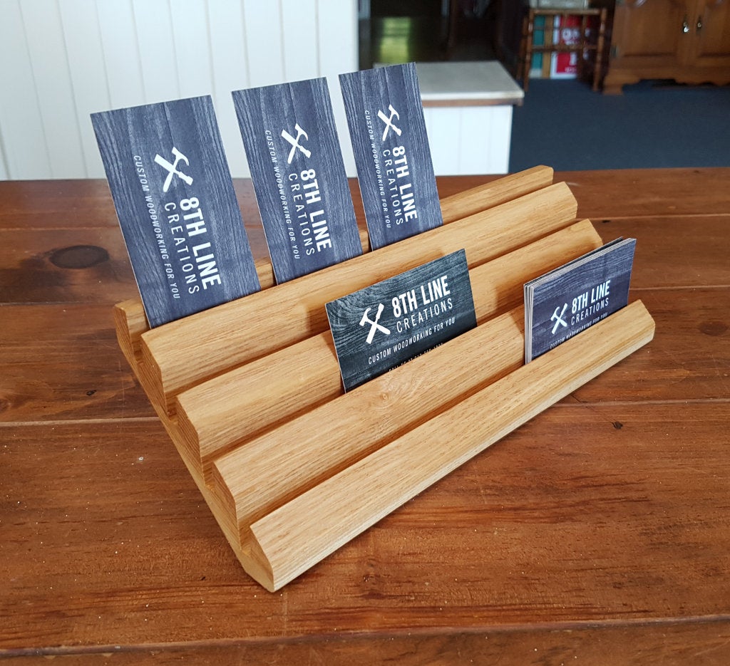 Wood Business Card Holder - 12 Card - Ash Business Card Stands 8th Line Creations