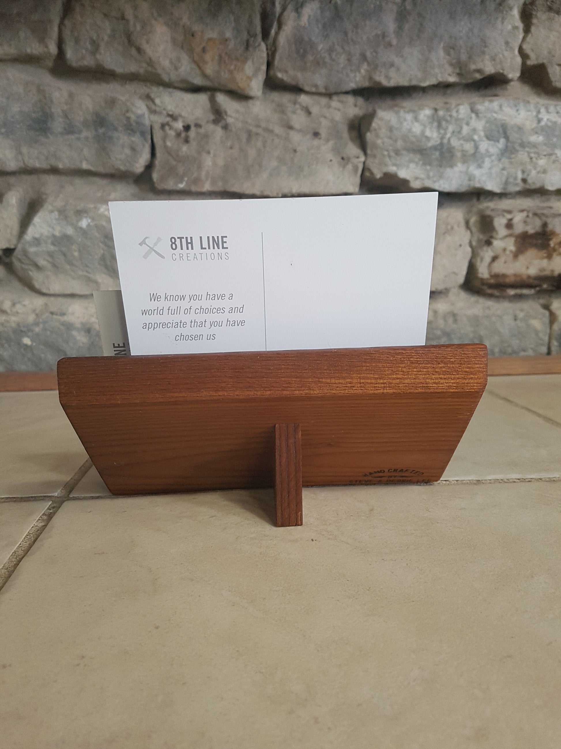 Wood Business Card Stand - 8 Card - Smoked Ash Business Card Holders 8th Line Creations