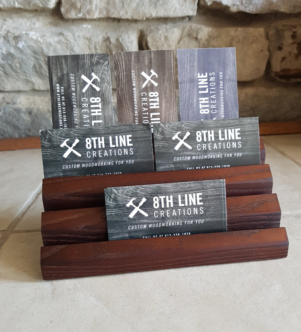 Wood Business Card Stand - 8 Card - Smoked Ash Business Card Holders 8th Line Creations