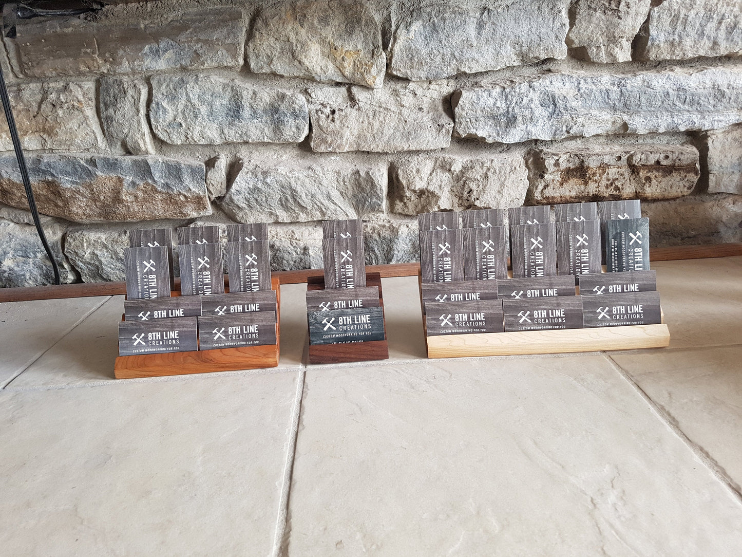 Wood Business Card Stand - 8 Card - Smoked Ash Business Card Holders 8th Line Creations