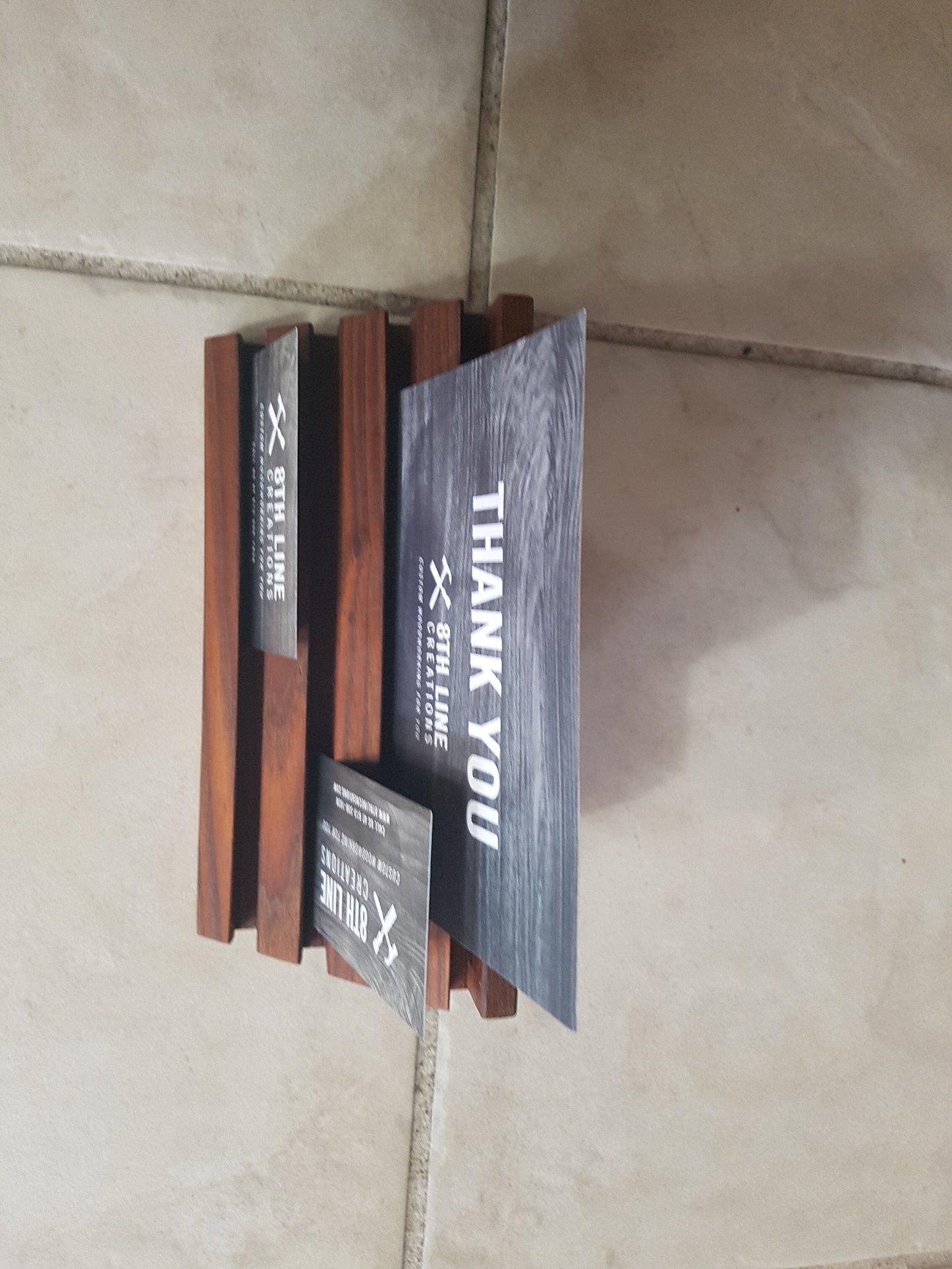 Wood Business Card Stand - 8 Card - Smoked Ash Business Card Holders 8th Line Creations