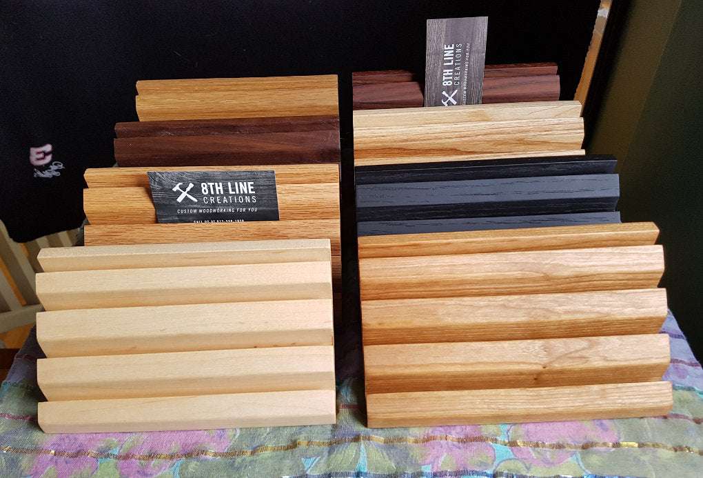 Wood Business Card Stand - 8 Card - Smoked Ash Business Card Holders 8th Line Creations