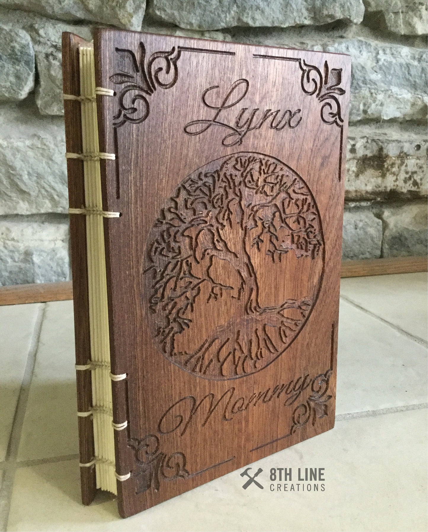 Wooden Journal / Diary / Notebook, Mother/s day gift - Cherry Wood Custom Carved Diaries, Guest Books, Journals and Notebooks 8th Line Creations