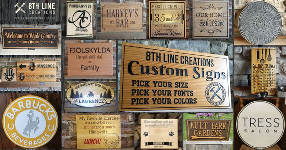 Custom CNC Carved Wooden Signs